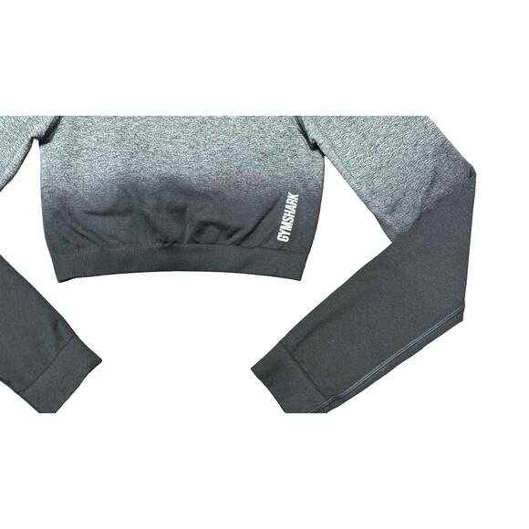 Gymshark Adapt Ombre Long Sleeve Crop Top Black Gray Medium Med M Shirt Gym - Picture 10 of 10